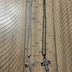 Silver and Black Cross Necklaces